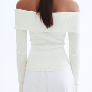 H&M Cream Off-the-Shoulder Ribbed Sweater